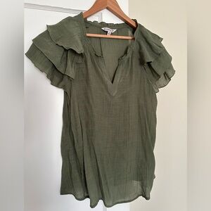 Nanette Lepore Forest Green Ruffle Blouse